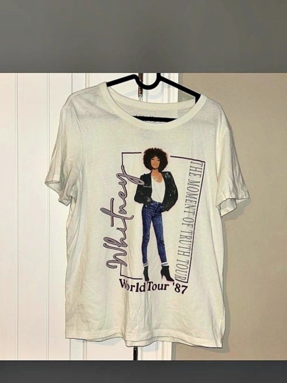 Whitey Houston World Tour '87 tee Graphic Tee in Gray Size Medium